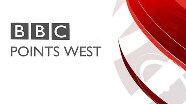 BBC Points West logo with black BBC blocks and text, next to a red curved graphic element on a white background—often featured in promotional materials and testimonials from viewers across the West of England.