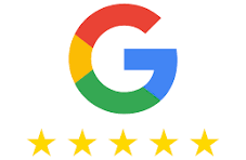 Google logo above five yellow stars, symbolising a five-star rating or high review score—perfect for highlighting positive testimonials.