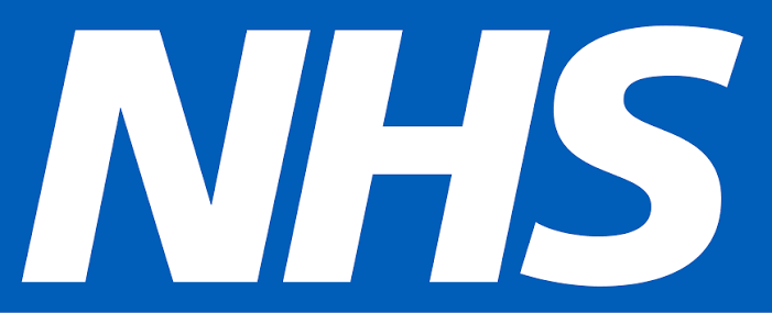 NHS logo with bold white letters on a blue rectangular background, often featured alongside testimonials that highlight patient experiences.